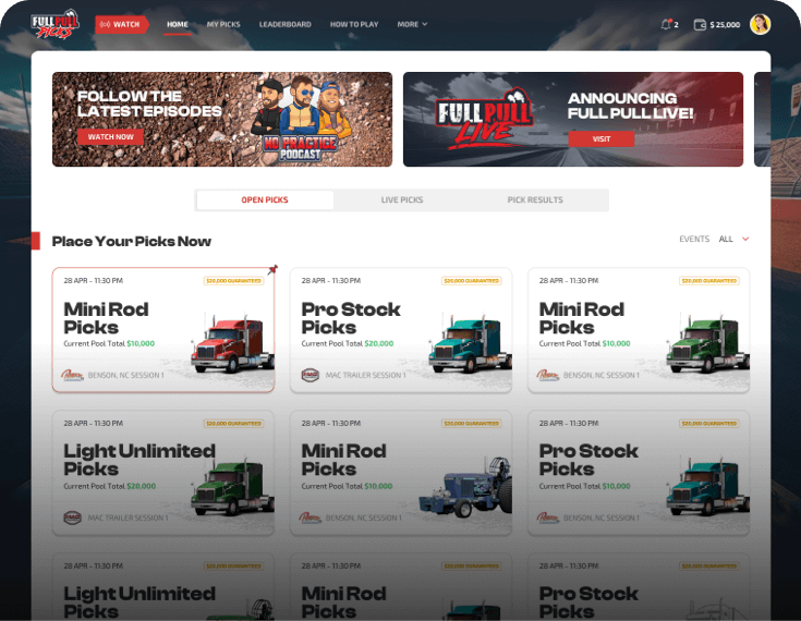 A motorsports fantasy with pool betting that transformed the world of fantasy sports with pull racing