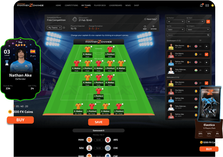 Collect player cards, build and manage virtual teams in a never before free-to-play NFT fantasy football game
