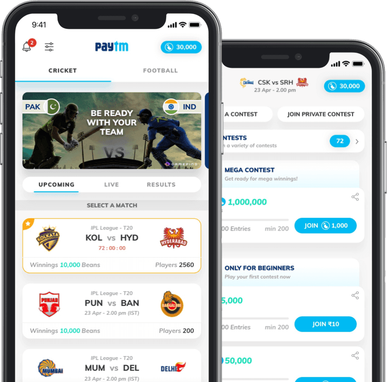 The official fantasy gaming software for India's largest mobile payments and commerce company